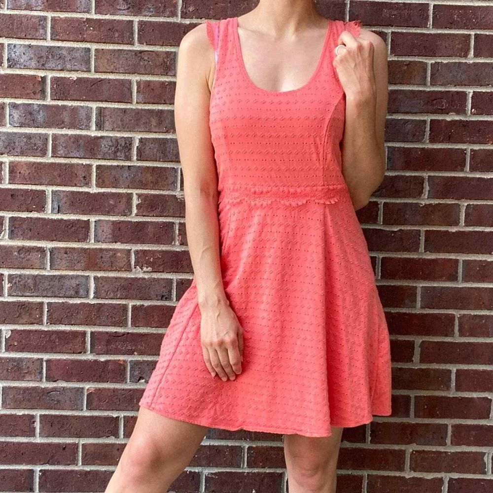 Free People Poppy Mini Dress Womens Size Small Pink Lace Back Sleeveless Lined